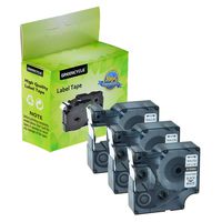 GREENCYCLE Compatible for Dymo 18484 3/4 inch x 18ft (19mm x 5.5m) Industrial Label Tape for Rhino 4200 5000 5200 6000 LabelWriter 450 Duo ILP 219 3M PL150 PL300 Labeler (Black on White, 3 Pack)