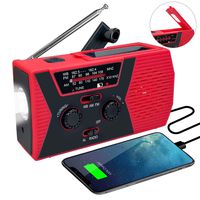 Frebw 2000mAh Emergency Radios with Phone Chargers & Solar Panel, Portable Hand Crank Weather NOAA Radio with Battery Backup SOS Flashlight Reading Lamp for Camping, Power Outage, Hurricane Supplies