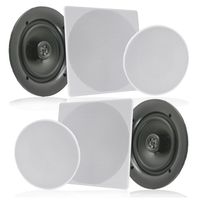 Pyle Pair 10" Flush Mount in-Wall in-Ceiling 2-Way Speaker System Spring Loaded Quick Connections Changeable Round/Square Grill Stereo Sound Polypropylene Cone Polymer Tweeter 300 Watts (PDIC16106)