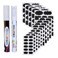 ONUPGO Chalkboard Labels - 150 Premium Reusable Chalkboard Stickers with 2 Chalk Marker to Decorate Your Pantry Storage & Office, Chalk Label Stickers for Spice Jars, Mason Jars, Spray Bottles