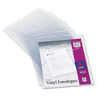 Avery 74804 Top-Load Clear Vinyl Envelopes w/Thumb Notch, 9" x 12", Clear (Pack of 10)