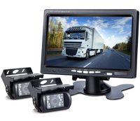 DVKNM Upgrade Dual Backup Camera Monitor Kit,1280X720P HD,IP69 Waterproof Rearview Reversing Rear View Camera 7'' LCD Reversing Monitor Truck/Semi-Trailer/Box Truck/RV - HD Transmission- (TZ102)