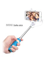Selfie Stick, LoHi Foldable Quicksnap Cable Controlled [Pocket Size] Self Portrait Monopod Pole [Battery Free] Extendable Wired Handled Stick for Apple, Android Smartphones (Blue)
