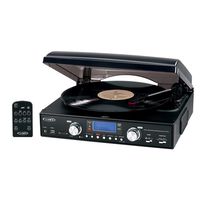 Jensen Professional 3-Speed Stereo Turntable with MP3 Encoding System and AM/FM Stereo Radio, Built-in Stereo Speakers, Remote Control