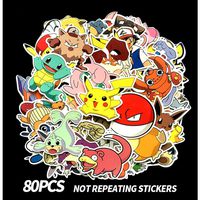 Anime Laptop Stickers Waterproof Sticker Decal for Skateboard MacBook Pad Motorcycle Bicycle Graffiti Luggage Stickers Pack (Pokemon - 80Pcs, Anime)
