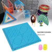 3D Printing Painting Silicone Pad Children's Puzzle 3D Printing Pen Geometric Drawing Board with Basic Template Silicone Finger Caps Figure Copy DIY Design Mat 3D Drawing Tools