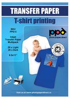 PPD Inkjet Iron-On Mixed Light and Dark Transfer Paper LTR 8.5 x 11" Pack of 40 Sheets (PPD005-Mix)