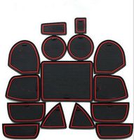 FMtoppeak 15 Pcs Cup Mat Gate Slot Pad Storage Water Coaster Non-Slip Car Pad Cushion for Jeep Grand Cherokee 2011-2016 (Red)