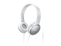 PANASONIC 2-Tone Color Foldable Headphones with Microphone, Call Controller and 3.9 ft Audio Cord Compatible with iPhone, BlackBerry, Android - RP-HF300M-W - On-Ear Headphones (Silver/White)