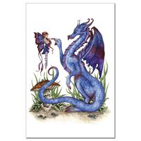 Tree-Free Greetings EcoNotes 12-Count Attitude Blue Dragon and Fairy Blank Notecard Set with Envelopes, Featuring Amy Brown Fairies (FS64581)