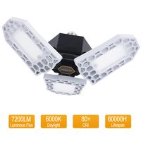 LED Garage Lights, 60W 7200lm Garage Lights with 3 Adjustable Panels, 6000K Deformable LED Garage Ceiling Lights Garage Lighting, E26 Tribright LED Garage Light Bulb for Shop Workshop Warehouse