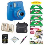 Fujifilm Instax Mini 9 Instant Camera (Cobalt Blue) + Fujifilm Instax Film 50 Sheets + 4 Batteries & Charger + Photo Album + Convenient Case + More