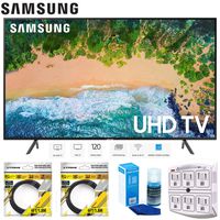Samsung 58" NU7100 UHD 4K HDR LED Smart TV 2018 Model (UN58NU7100FXZA) with 2X High Speed HDMI Cable, Universal Screen Cleaner for LED TVs & SurgePro 6-Outlet Surge Adapter
