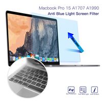 MacBook Pro 15 Inch Screen Protector, Blue Light Blocking & Anti Glare Screen Filter for 2016-2019 Release Apple MacBook Pro 15 Touch Bar Model A1707 A1990 with Ultra Thin Keyboard Cover