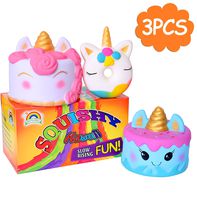AOLIGE Slow Rising Unicorn Donut Squishy Christmas Sensory Toys for Autistic Children Pack of 3