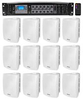 (12) 5.25" White Commercial 70v Wall Speakers+Amp For Restaurant/Office/Cafe/Bar