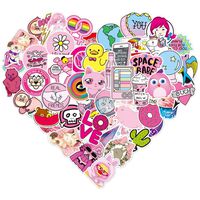 Vsco Cute Pink Stickers for Laptops, 100 Pcs Girl Lovely Vinyl Sticker for Hydro Flask Water Bottle Car Bicycle MacBook Bedroom Decoration, Gift Choice for Girlfriend Daughter Granddaughter Friends