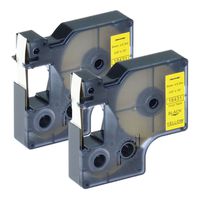 GREENCYCLE 2PK Compatible for DYMO 18431 Black on Yellow Vinyl Label Tape 3/8'' x 18ft 9mm x 5.5m use in Rhino 1000 3000 4200 5000 5200 LabelManager LabelWriter 450 Duo ILP 219 3M PL150 PL200 PL300
