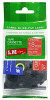 LM Tapes - Premium 3/4" (18mm) White on Red Compatible TZe P-touch Tape for Brother PT-1830, PT1830 Label Maker with FREE Tape Guide Included