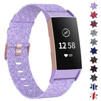 XIMU Bands Compatible with Fitbit Charge 3 / Charge 3 SE, Soft Woven Fabric Watch Band Strap Replacement Wristbands Accessories Women Men for Charge 3 Smart Watch