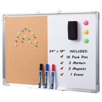 Marble Field 24" x 18" Magnetic Whiteboard & Cork Board Combo Board Set, Wall Mounted Notice Bulletin Board Dry Erase/Cork Board Combination with Aluminum Frame
