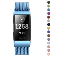 Fitlink Stainless Steel Metal Replacement Bands for Fitbit Charge 3 and Charge 3 SE for Women Men,Multi Color Multi Size(Ice Blue,Large(6.1 ''- 9.9''))