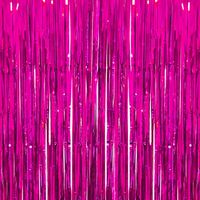 Deruicc Hot Pink Foil Curtains 3ft x 8ft Tinsel Fringe Curtains Shimmer Curtain Birthday Wedding Party Christmas Photo Booth Backdrop Decorations