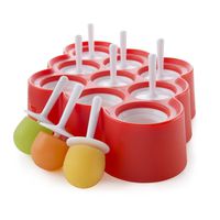 Zoku Mini Pop Molds, 9 Miniature Popsicle Molds With Sticks and Drip-guards, Easy-release BPA-free Silicone