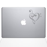 The Decal Guru 1947-MAC-13X-S Music Heart Decal Vinyl Sticker, Silver, 13" MacBook Pro (2016 & Newer)