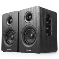 Sanyun SW208 3" Active Bookshelf Speakers, 2.0 HiFi Speakers Stereo Sound with Treble and Bass Adjustment, 3.5mm Audio Output, Classic Wood Finish (Pair)