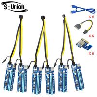 S-Union 18AWG PCI-E 6Pin to Dual 6+2Pin Extension Cable(11.6Inch) + Pcle VER 006C PCl-E 16x to 1x Powered Riser Adapter Card, with USB 3.0 Extension Cable & SATA Power Cable & GPU Riser Adapter