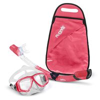 PRODIVE Premium Dry Top Snorkel Set - Impact Resistant Tempered Glass Diving Mask, Watertight and Anti-Fog Lens for Best Vision, Easy Adjustable Strap, Waterproof Gear Bag Included (Rose)