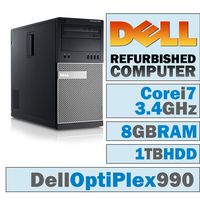 Dell OptiPlex 990 MT/Core i7-2600 Quad @ 3.40 GHz/8GB DDR3/1TB HDD/DVD-RW/WINDOWS 7 PRO 64 BIT
