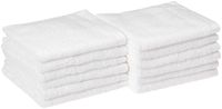 AmazonBasics Quick-Dry Bathroom Washcloth, 100% Cotton, Set of 12, White