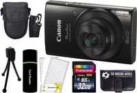 Canon PowerShot ELPH 190 is 20.2MP 10x Zoom Wi-Fi Digital Camera (Black) + 32GB Card + Reader + Case + Accessory Bundle