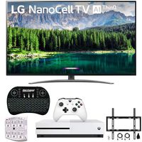 LG 65SM8600 65" 4K HDR Smart LED NanoCell TV w/AI ThinQ 2019 Model (LG65SM8600PUA 65SM8600PUA 65SM8600P) with Xbox One S 1TB, Wireless Backlit Keyboard, Flat Wall Mount Kit & SurgePro 6-Outlet Sur