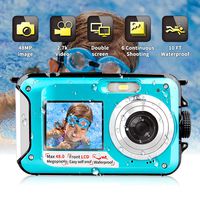 Underwater Camera Waterproof Digital Camera for Snorkeling, Waterproof Camera FHD 2.7K 48 MP Selfie Dual Screen Video Recorder Camcorder Point & Shoot Camera