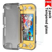 Protective TPU Cover Case for Nintendo Switch Lite 2019, Ultra Slim Cover with 2 Pack Tempered Glass Screen Protector, Shock-Absorption and Anti-Scratch Case Cover for Nintendo Switch Lite,Grey