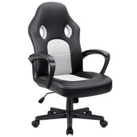 Furmax Office Chair Desk Leather Gaming Chair, High Back Ergonomic Adjustable Racing Chair,Task Swivel Executive Computer Chair Headrest and Lumbar Support (White)