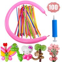 HoveBeaty Latex Twisting Balloons, 260Q Animal Magic Long Balloons Assorted Color with Pump for Animal Shape Party, Clowns, Wedding Decoration Party Supplies (100 Pack)