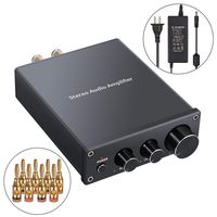 Proster Stereo Audio Amplifier 2 Channel Mini Hi-Fi Amp Class D Integrated Amp Digital Power Amplifier with Bass Treble Control Short Circuit Protection for Home Speakers 50W + 50W