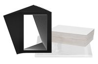 Pack of 50 Black 16x20 Mats for 12x18 Photo + Backing + Bags
