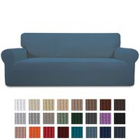 Easy-Going Stretch Sofa Slipcover 1-Piece Sofa Cover Furniture Protector Couch Soft with Elastic Bottom for Kids,Polyester Spandex Jacquard Fabric Small Checks(Oversized Sofa,Bluestone)