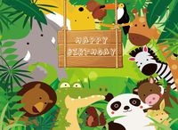 HUAYI 6.5x5ft Jungle Safari Backdrop Photo Background Kids Photography Backdrops Photo Studio Props Children Birthday Banner Baby Shower Photo Booth Newborn Photography Props W-657