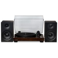 Fluance Elite High Fidelity Vinyl Turntable - Diamond Stylus, Belt Drive, Built-in Preamp with Ai40 5" Powered Bookshelf Speakers - 70W Class D Amplifier & aptX Bluetooth - Natural Walnut (RT81AI40B)