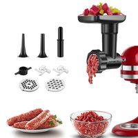 Food Grinder Attachment for Kitchenaid Stand Mixers, as Meat Mincer Accessory including Sausage Stuffer Tubes (Black)