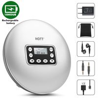 CD Player Portable,HOTT Latest Rechargeable Compact Walkman Personal CD Player with AUX Cable Headphone Electronic Skip Protection Anti-Shock Function for Kids/Adults with 10 Hours Playtimes(Silver)