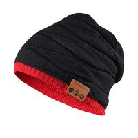 Bluetooth Beanie Hat Winter Knit Music Hat Wireless Headphone Speaker Hat Slouchy Skull Cap for Men Women, YW Black