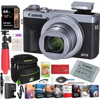 Canon PowerShot G7 X Mark III 20.1MP 4K Digital Camera with 4.2X Optical Zoom Lens 24-100mm f/1.8-2.8 Silver 3638C001 Bundle with Deco Gear Travel Case + 64GB Card + Compact Tripod Accessory Kit