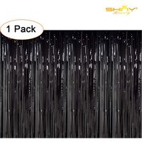 ShinyBeauty Foil Fringe Short-3FTx8FT-Black Metallic Foil Fringe Curtains for Party,Prom,Birthday,Event Photo Backdrop Decorations